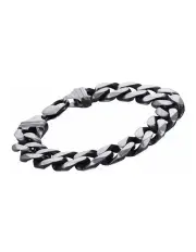[Cudworth] Oxidised Sterling Bracelet On Chunky Curb Link Chain in Silver