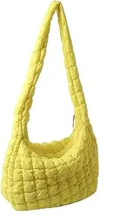[TWOYOMN] Quilted Puffer Tote Bags for Women Lightweight Quilted Padding Shoulder Bag Satchel Handbag Zip Puffer Bag Green