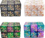 48Pcs MTG Token Dices Counter Dice Set 16mm Starry Marble Loyalty Dice Cube Buff D6 Dice for MTG, CCG, Card Game, 4 Colors（Black,White,Green,Blue）