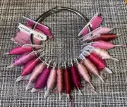 NEW Embroidery Floss Skeins Lot Of 20 Cards Bobbins in Metal Ring