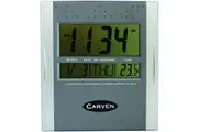 Carven Digital Clock 210mm Temperature Date Silver Grey