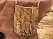 New With Out Tags Suede Leather Fringe Tassel Design Hand Bag PurseOpens in