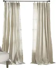 Lush Decor Rosalie Light Filtering Window Curtain Panel Set- Pair- Vintage Farmhouse & French Country Style Curtains - Timeless Dreamy Drape - Romantic Lace Trim - 54" W x 108" L, Ivory