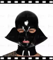 Latex Catsuit Hoods Front Zip Open Double Layer Cool Masks Customized 0.4mm A3