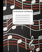 Composition Book - Fabric-esque Music Notes: College Ruled Paper Notebook Journal: Teens, Students, Musicians, Marching Band, High School Band, Middle ... x 9.25, 100 pages, College Lined Workbook)