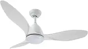 48" Ceiling Overhead Fan with Light Remote Control Cooling Air Ventilation LED Lamp Quiet Electric White Modern Indoor 3 ABS Blades 5 Speed Timer 122cm