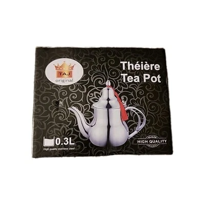 Smal Heavy Duty Moroccan Teapot Tea Pot, Silver Color, 0.3 Liters