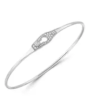 dinh van 18K White Gold Serrure Bangle Bracelet with Diamonds