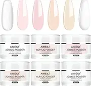 AIMEILI Acrylic Nail Powder Set 6 Colors Transparent Jelly Nude Pink White Acrylic Powder for Acrylic Nail Art 3D Nail Carving French Nail Extension