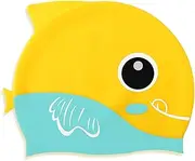 Silicone Swim Cap for Kids Boys & Girls – Comfortable Bathing Cap for Curly, Short, Medium & Long Hair with Ear Plugs and Nose Clip