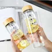 1000ml Large Capacity Glass Water Bottle With Time Marker Cover For Water Drink