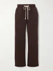 [Les Tien] Les Tien - Dylano Cotton-jersey Straight-leg Track Pants - Brown - small small Brown