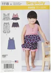 Simplicity Patterns 1118 Toddlers Dress Top Pants Shorts Size A 1/2-4