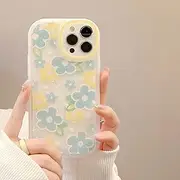 LIUJINCAN Silicone Phone Case for iPhone 13 Mini - Protective & Cute Pastel Floral Design with Camera Guard, Frosted Touch, Blue & Yellow Flowers - Ideal for Young Girls