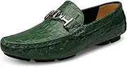 [QEEFXLQI] Men's Leather Shoes Loafers Slip-On Large Size Hollow Hollow Men's Shoes(Green,40)