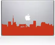 The Decal Guru Pittsburg City Skyline Decal Vinyl Sticker, 12" MacBook, Orange