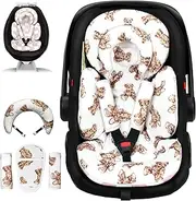 Infant Car Seat Insert with Extra Cushion for Preemie to Infants, Reversible Newborn Carseat Insert Head Support, Fits for Stroller, Baby Swing, Rocker, Bassinets, Pushchair (Teddy Bear)