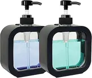 Soap Dispenser, Pack of 2 Shower Gel Dispenser, 500 ml Pump Dispenser, Small Plastic Soap Dispenser, Fillable with Shower Gel, Shampoo, Hand Soap, Suitable for Kitchen, Bathroom, Laundry Room (Black)