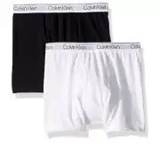 Calvin Klein Boys' Cotton Boxer Briefs 2pk, Black & White, XS (4-5)