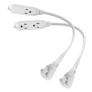 1 Ft 3 Outlet Extension Cord with Flat Plug, 3 Prong Grounded, 16/3 SPT-3