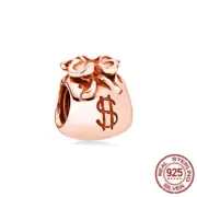 Sparkling Pink Money Bags Charms Beads 925 Sterling Silver Fit Jewelry