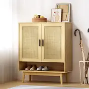 Rattan Shoe Cabinet Storage Rack with Shelf