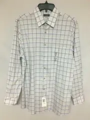 VAN HEUSEN Mens Point Collar Dress Shirt Med. 15.5- 32/33 Seagull NWT $55