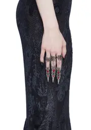 [Widow] Gemstone Metal Nail Rings