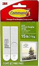 Command Picture and Frame Hanging Strips, Large, White, 4-Pairs (17206-ES)