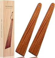 12″ Teak Wooden Spatula, Kitchen Spatula Turner, Egg Scraper, Flat Wooden Turner, Wood Cooking Utensil, Small Wood Flipper, Kitchen Spatulas for Flipping, Serving, Scraping & Turning.