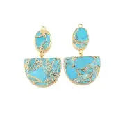 Copper Turquoise Yellow Gold Plated DIY Single Bail Making Connector Pair