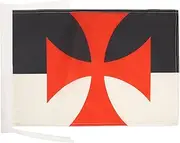 Templar Baussant Flag 18'' x 12'' Cords - Catholic Small Flags 30 x 45cm - Banner 18x12 in - AZ FLAG