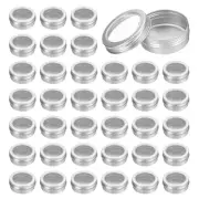 40 Pcs 2 oz Aluminum Round Tins Cans with Clear Lid, Silver