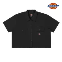 在飛比找momo購物網優惠-【Dickies】女款黑色斜紋短版雙口袋經典工裝短袖襯衫｜D