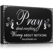 Yulejo Pray About Everything Worry About Nothing Sign Religious Scripture Ins...