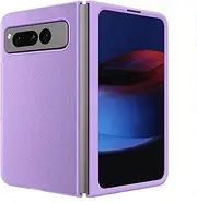 Case for Google Pixel Fold, Lychee Pattern Leather Protective Cover with Camera Protective Anti-Scratch Ultra Slim Cover,Purple