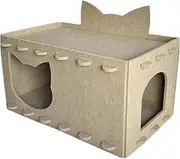 Cat House Scratcher - Cat Scratching Board | Cats Play Scratch House for Indoor Hideaway Furniture Heavy Duty Sturdy Cardboard Scratcher for Camping Home Apartment Felt Hideaway Bed