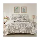 Quilt Set King Size 100% Cotton Quilt Boho Bedding Set Bedspread Humus White ...