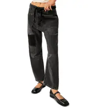 Free People We The Free Moxie Low Slung Pull On Barrel Jeans