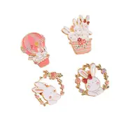 Lovely White Bunny Rabbit Ears Metal Pin Gold Lapel Badge Gift