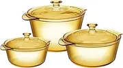 [VISIONS] Pyroceram Glass Flair 6Pc Casserole and Cookpot Pot Set, Brown