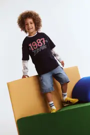 [Cotton On Kids] Cotton On Kids - I Scream Colour Drop Shoulder Short Sleeve Tee - Lcn isc squid ink/1987 brave 5 LCN ISC SQUID INK/1987 BRAVE