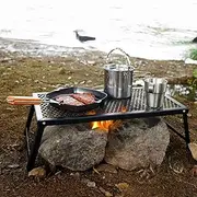 SustVita Folding Campfire Grill, Heavy Duty Iron Construction, Lightweight and Portable Design, Easy Setup, Ideal for Outdoor Cooking and Barbecue.