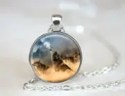 WOLVES WOLF ANIMAL HOWL charm pendant 18" Sterling 925 Silver plate necklace