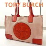 TORY BURCH 托特包 ELLA 橘色 帆布 MERCARI 日本直送 二手