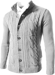 [Maiyifu-GJ] Men's Cardigan Sweaters Long Sleeve Knitted Sweater Jackets Lightweight Warm Knit Ribbed Cardigans Outerwear