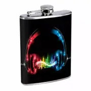 Headphones Music Em1 Flask 8oz Stainless Steel Hip Drinking Whiskey