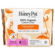 The Honey Pot Company, Organic Non-Herbal Pads with Wings, Regular, 20 Count
