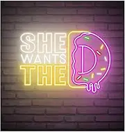 Sign Lamp She Wants The Donut Neon Sign Cafe Wall Decor Bakery Shop Welcome Bar 60cm(D)