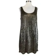 Ralph Lauren Women's Cocktail Dress Size 12 Bronzed Green Sequined Mini Shift